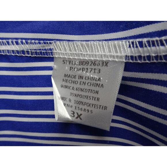 Buxom Curvy Stripe Asymmetrical Sleeve Shirt Dress with Cinched Waist Size 3XL - Picture 7 of 9